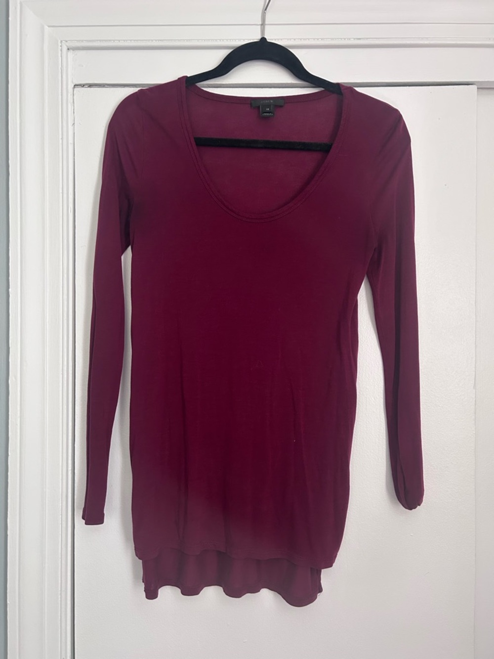 J. Crew Long Sleeve Scoop Neck Top - Burgundy Plum